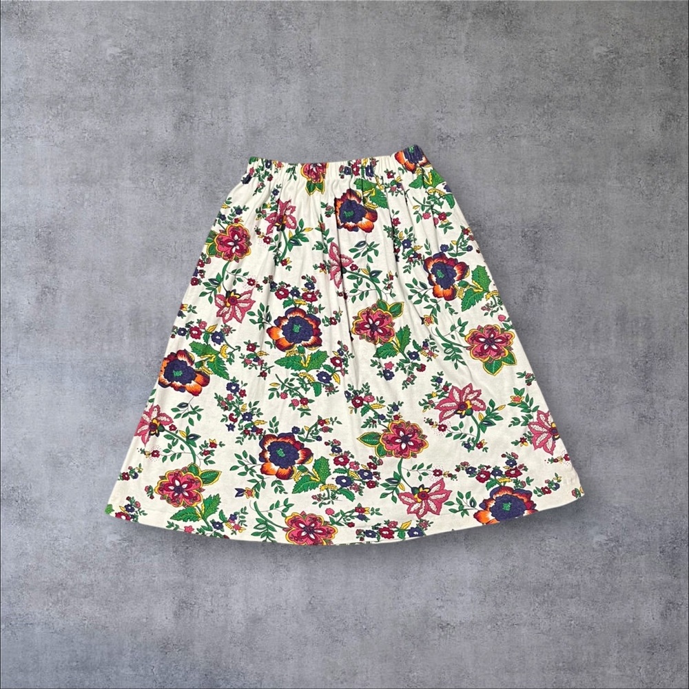 Multicolor Floral White Skater Skirt